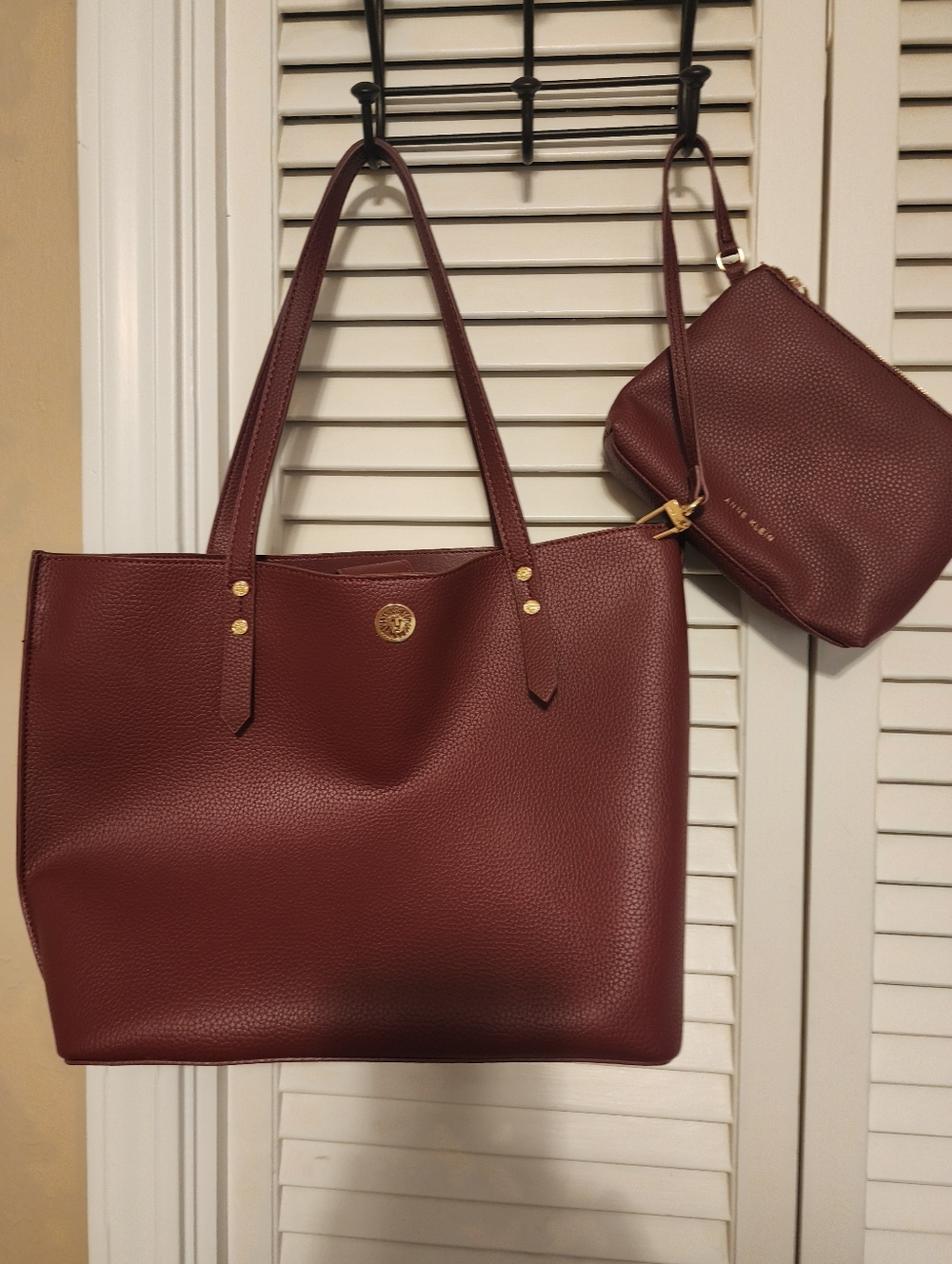 Anne Klein Burgundy Tote Bag